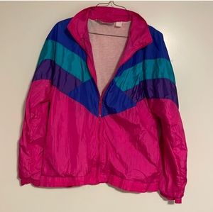 Longstreet Color Blocked Vintage Windbreaker Jacket 80's 90's